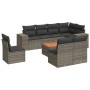 Set Divano da Giardino 9 pz con Cuscini Grigio in Polyrattan