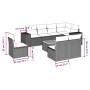 Set Divano da Giardino 9 pz con Cuscini Grigio in Polyrattan