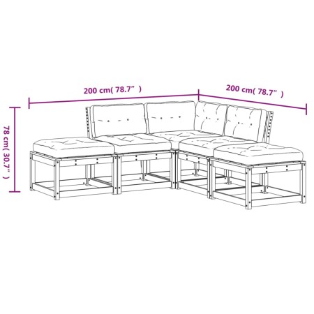 Set Divani Giardino 5pz con Cuscini Bianco Legno Massello Pino