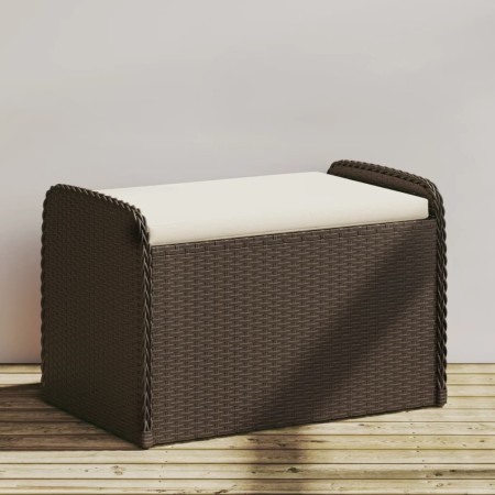 Cassapanca con Cuscino Marrone 80x51x52 cm in Polyrattan