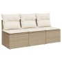 Divano da Giardino con Cuscini a 3 Posti Beige in Polyrattan