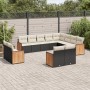 Set Divani da Giardino 12 pz con Cuscini Nero in Polyrattan