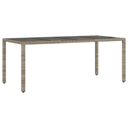 Tavolo da Giardino Piano in Vetro Grigio 190x90x75cm Polyrattan