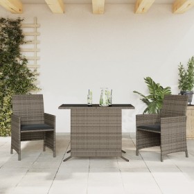 Set da Bistrò 3 pz con Cuscini Grigio in Polyrattan