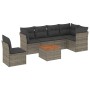 Set Divani da Giardino 7 pz con Cuscini Grigio in Polyrattan