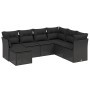 Set Divani da Giardino con Cuscini 7pz Nero Polyrattan