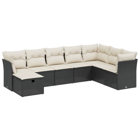 Set Divani da Giardino con Cuscini 8 pz Nero in Polyrattan