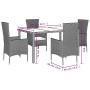 Set da Pranzo da Giardino 5 pz con Cuscini Beige in Polyrattan