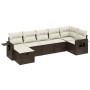 Set Divani da Giardino 7 pz con Cuscini Marrone in Polyrattan