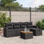 Set Divano da Giardino 6 pz con Cuscini Nero in Polyrattan