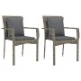 Set da Pranzo da Giardino 9 pz con Cuscini in Polyrattan Grigio