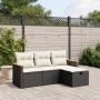 Set Divani da Giardino 4 pz con Cuscini Nero in Polyrattan