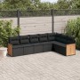 Set Divani da Giardino con Cuscini 7pz Nero Polyrattan