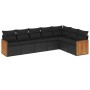 Set Divani da Giardino con Cuscini 7pz Nero Polyrattan