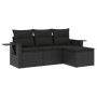 Set Divani da Giardino 4 pz con Cuscini Nero in Polyrattan