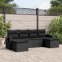 Set Divano da Giardino 6 pz con Cuscini Nero in Polyrattan