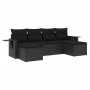 Set Divano da Giardino 6 pz con Cuscini Nero in Polyrattan