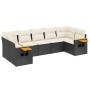 Set Divani da Giardino con Cuscini 7pz Nero Polyrattan