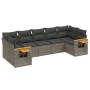 Set Divani da Giardino 7 pz con Cuscini Grigio in Polyrattan