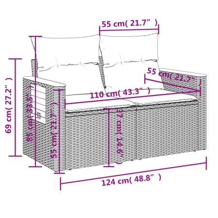 Set Divani da Giardino 9 pz con Cuscini Nero in Polyrattan