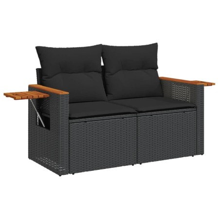 Set Divani da Giardino 10pz con Cuscini in Polyrattan Nero