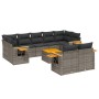 Set Divano da Giardino 10 pz con Cuscini Grigio in Polyrattan