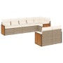 Set Divano da Giardino 8 pz con Cuscini Beige in Polyrattan