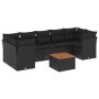 Set Divani da Giardino con Cuscini 8 pz Nero in Polyrattan