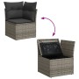 Set Divani da Giardino 7 pz con Cuscini Grigio in Polyrattan