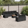 Set Divani da Giardino 10pz con Cuscini in Polyrattan Nero