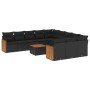 Set Divani da Giardino 12 pz con Cuscini Nero in Polyrattan