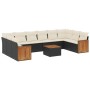 Set Divani da Giardino 11 pz con Cuscini in Polyrattan Nero