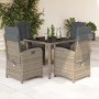 Set da Pranzo da Giardino 5 pz con Cuscini in Polyrattan Grigio