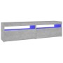 Mobili Porta TV con Luci LED 2 pz Grigio Cemento 75x35x40 cm