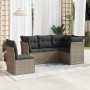 Set Divano da Giardino 5 pz con Cuscini Grigio in Polyrattan