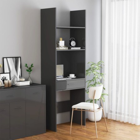 Libreria Grigio Lucido 60x35x180 cm in Legno Multistrato