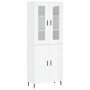 Credenza Bianco Lucido 69,5x34x180 cm in Legno Multistrato