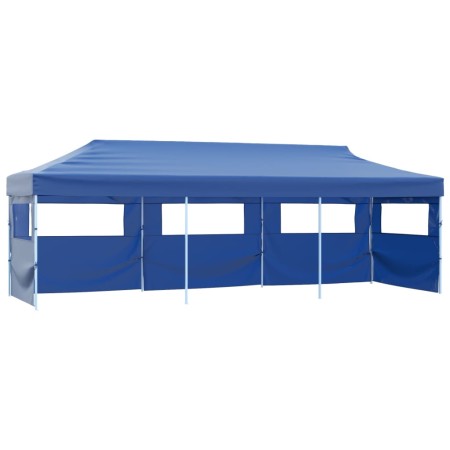 Tenda Pieghevole Pop-Up con 5 Pareti Laterali 3x9 m Blu