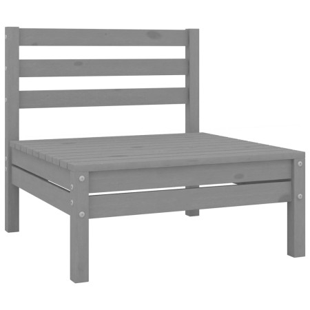 Set Salotto da Giardino 12 pz in Legno Massello di Pino Grigio