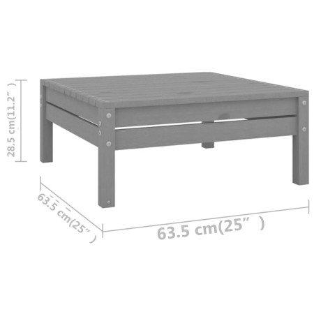 Set Salotto da Giardino 12 pz in Legno Massello di Pino Grigio