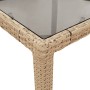 Tavolo da Giardino con Piano Vetro Beige 90x90x75 cm Polyrattan