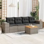 Set Divano da Giardino 5 pz con Cuscini Grigio in Polyrattan