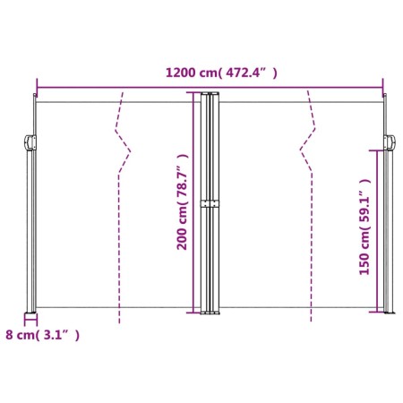 Tenda da Sole Laterale Retrattile Crema 200x600 cm