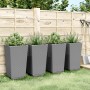 Fioriere da Giardino 4 pz Grigio Chiaro 32,5x32,5x57 cm in PP