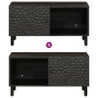 Tavolino da Salotto Nero 80x50x40 cm in Legno Massello di Mango