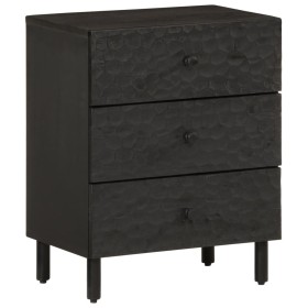 Comodino Nero 50x33x60 cm in Legno Massello di Mango