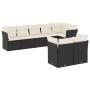 Set Divani da Giardino con Cuscini 8 pz Nero in Polyrattan