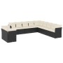 Set Divani da Giardino 11 pz con Cuscini in Polyrattan Nero