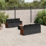 Set Divani da Giardino con Cuscini 7pz Nero Polyrattan