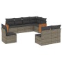 Set Divano da Giardino 8 pz con Cuscini Grigio in Polyrattan